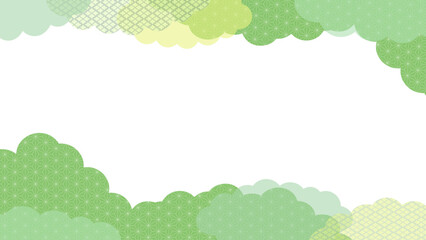 年賀状にぴったりな緑色の和風のフレームベクター素材