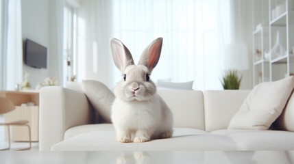 Rabbit in a stylish city apartment