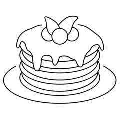 pancake with blueberry jam icon illustration
