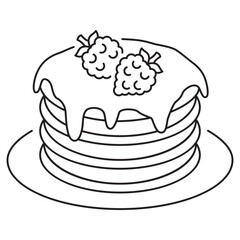pancake with honey and raspberry icon illustration