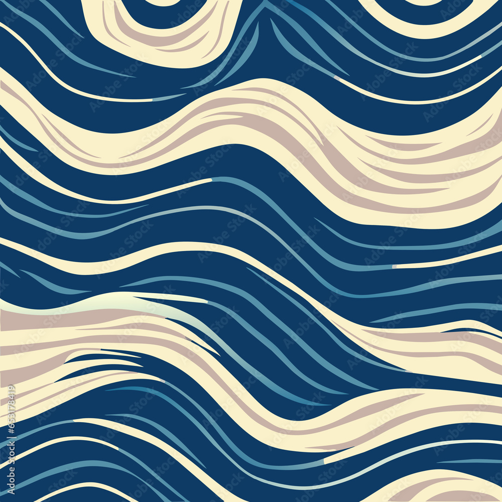 Poster seamless pattern with waves in retro style.