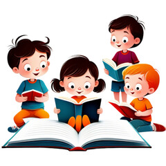 Children Reading Book