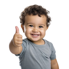 Cute baby giving a funny facial express and gesture