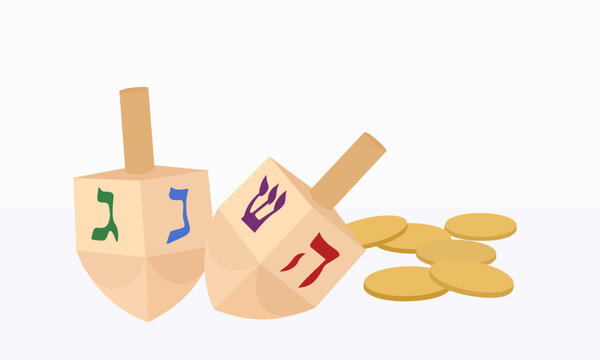 dreidels and coins hanukkah celebration clip art preview