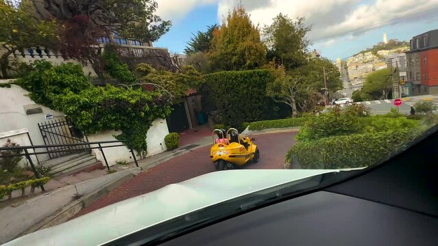 POV drive down famous Lombard Street San Francisco 