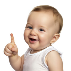 Cute baby giving a funny facial express and gesture