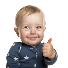 Cute baby giving a funny facial express and gesture with transparent background