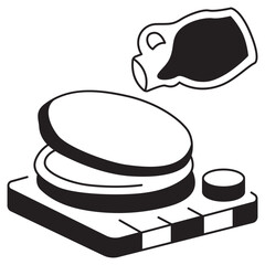pancakes with maple syrup icon illustration