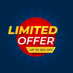 Fototapeta premium Limited offer background 3D effect red and blue colour