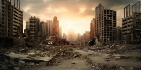Destroyed city by war