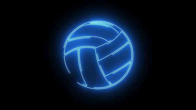 animated volleyball logo with glowing neon lines