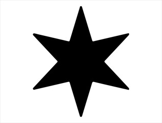 Obraz premium Six point star silhouette vector art white background