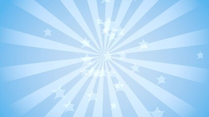 Star and sun motif background on blue background, blank template for advertising banner, 4k animated abstract background video