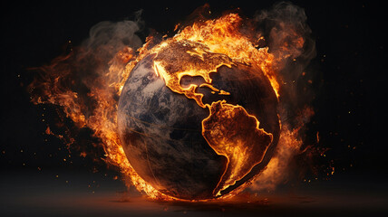 The world is burning on fire. - obrazy, fototapety, plakaty