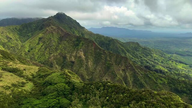Aerial volcanic Rainforest Kauai Garden Island Pacific Hawaii