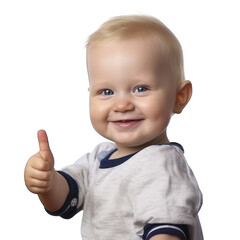 Cute baby giving funny facial expressions and gesture with transparent background