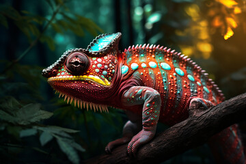 Obraz premium cute chameleon animal in the forest