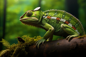 Fototapeta premium cute chameleon animal in the forest