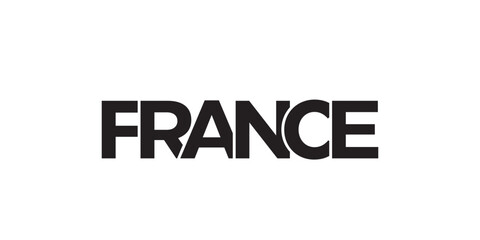 France emblem. The design features a geometric style, vector illustration with bold typography in a modern font. The graphic slogan lettering.