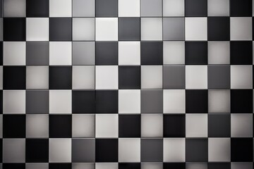 A black and white checkered tile wall