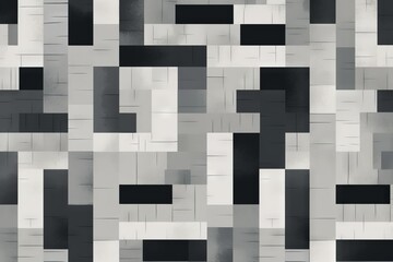 A black and white geometric pattern made up of squares and rectangles