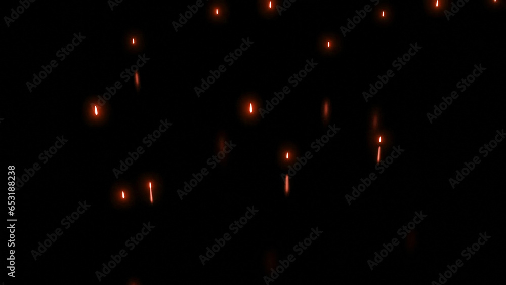 Aufkleber falling bright particles with reflection on black background. design. bright glowing particles fall 