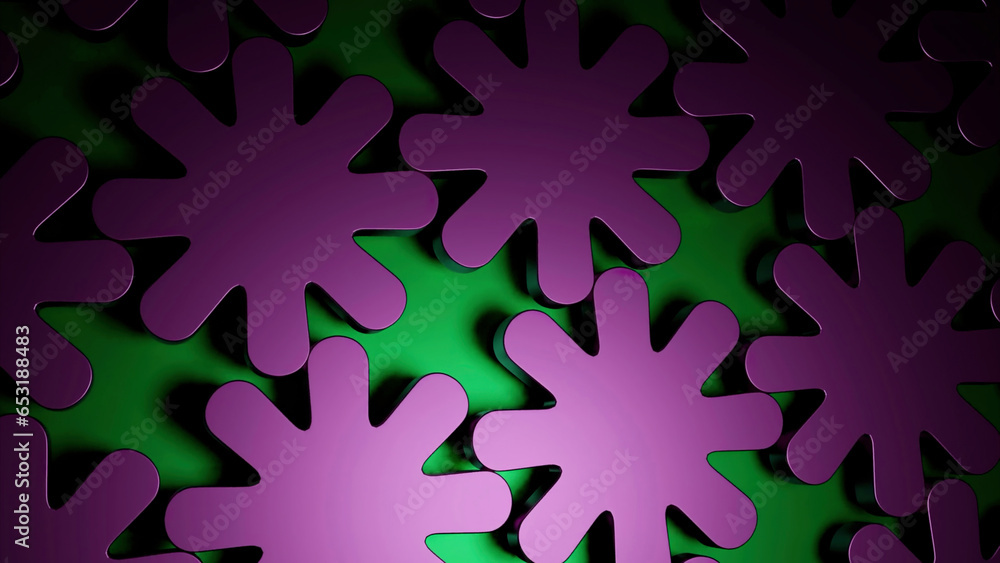 Aufkleber purple background with rotating flower shapes. design. small flowers made in abstraction that rotate