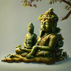 Fototapeta premium two buddha statues in the forest