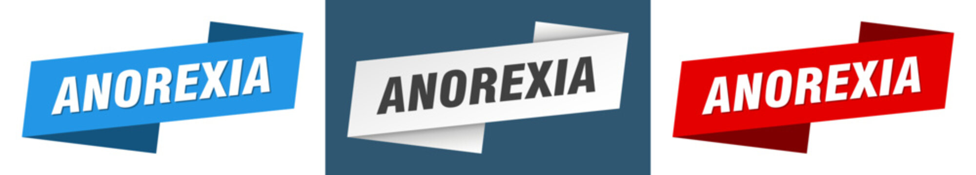 anorexia banner. anorexia ribbon label sign set