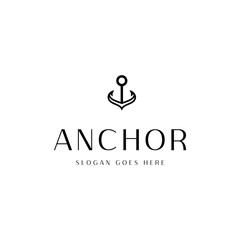Vector simple anchor logo design for boat ship navy nautical transport