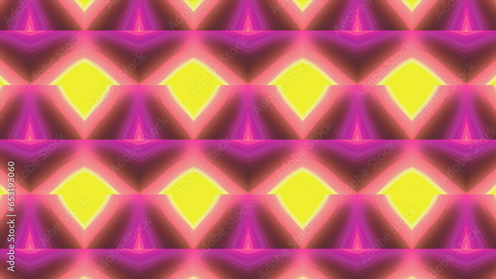 Poster psychedelic flashing pattern with bright flashes. motion. kaleidoscopic pattern with geometric shape