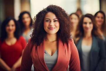 Obraz premium A plus-size woman in a leadership role, promoting diversity and inclusion in the workplace
