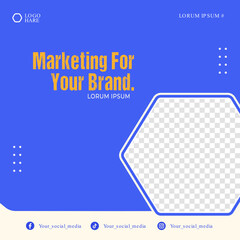 Template Isolated marketing for your brand with colors white and blue. Size 1080 x 1080 px. Vector Illustrator template