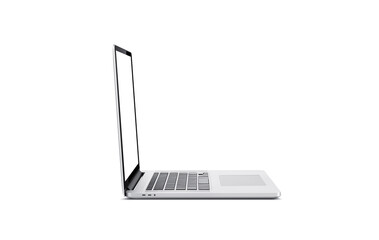 Laptop isolated with white screen isolated on white background