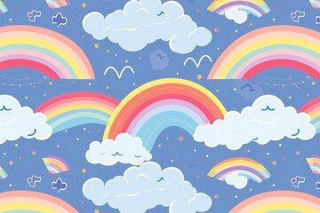 Fototapeta na wymiar Cute rainbow on pattern background. Generative AI
