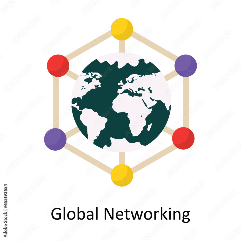 Poster global networking vector flat icon design illustration. symbol on white background eps 10 file