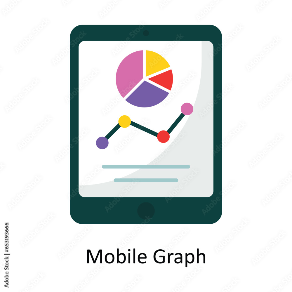 Poster mobile graph vector flat icon design illustration. symbol on white background eps 10 file