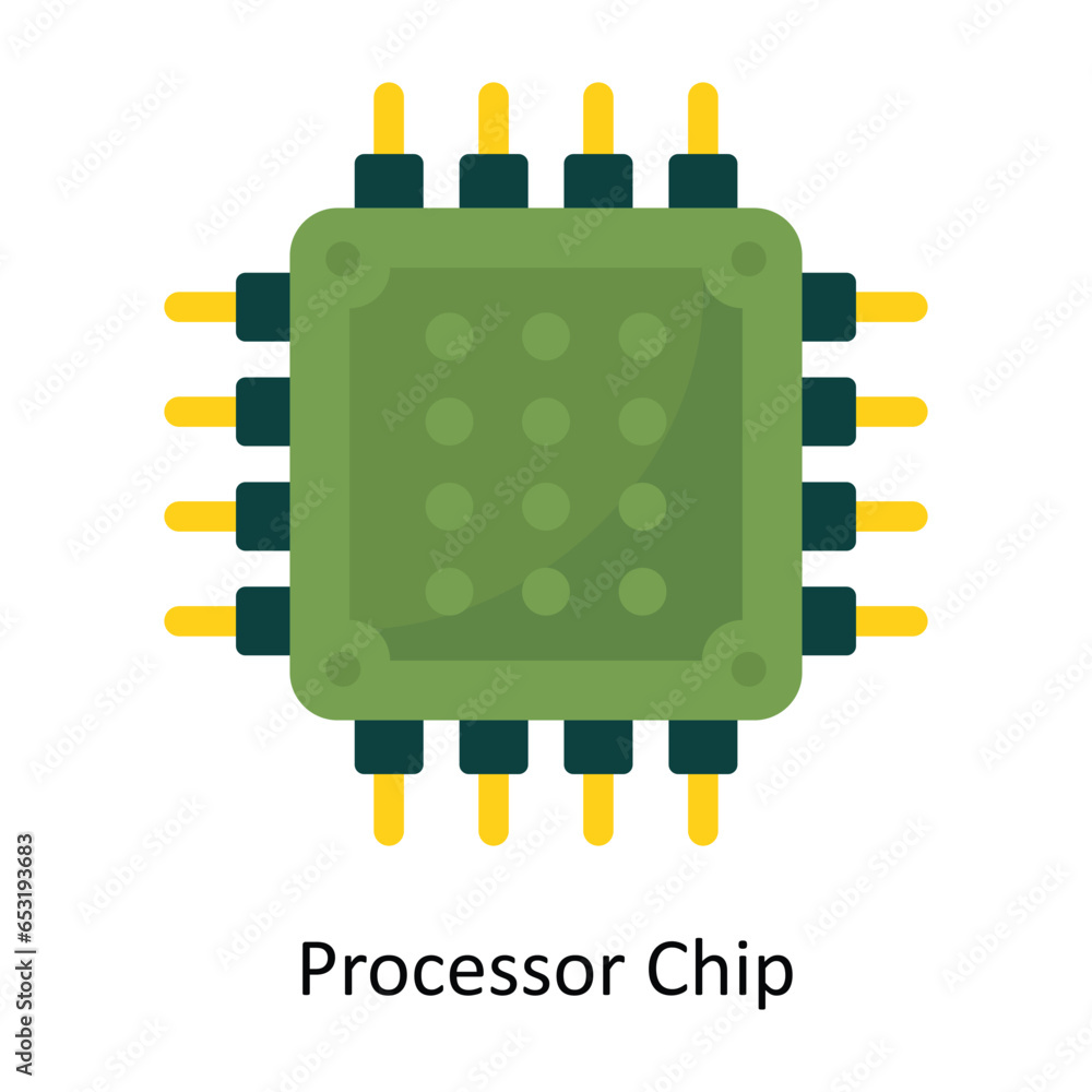 Poster processor chip vector flat icon design illustration. symbol on white background eps 10 file