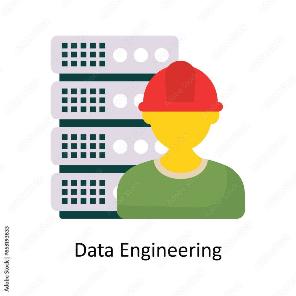 Poster data engineering vector flat icon design illustration. symbol on white background eps 10 file