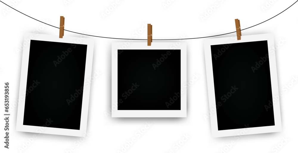 Poster set of instant photo frame mockups with shadows. photo album template. empty image for memory. blank