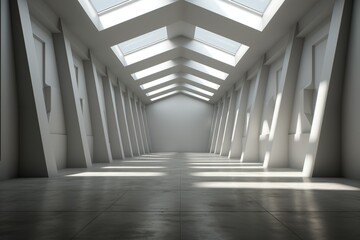 Empty room and copy space. Loft interior design. Generative AI