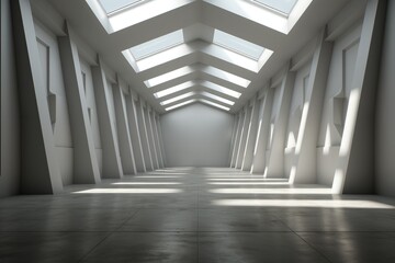 Fototapeta premium Empty room and copy space. Loft interior design. Generative AI