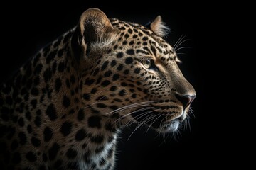 portrait of  leopard in black background