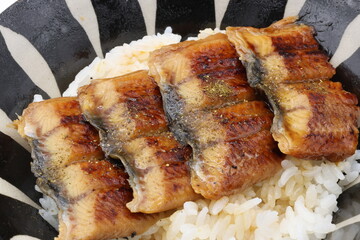 お皿に盛りつけられたウナギ丼