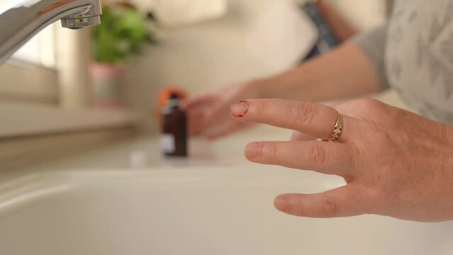 bleeding wound on finger cut with kitchen knife