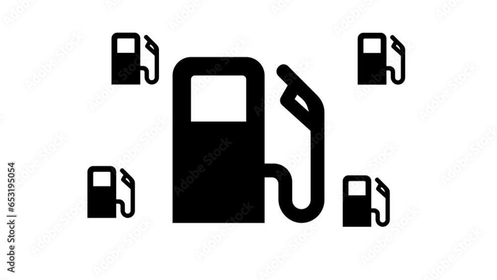 Poster zoom in and out animation the gas station symbol. large black symbol in the center and four small sy
