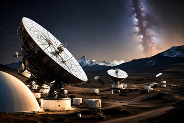 A satellite dish array receiving signals from deep space.
