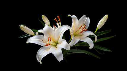 Close up of Lily flower isolated on black background