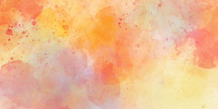 Orange wall grunge texture hand painted watercolor colorfull texture background. oranage splatter and black watercolor background abstract texture with color splash design.	