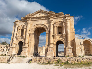 The Arch of Hadrian in Jerash, believed to have been founded in 331 BC by Alexander the Great, Jerash, Jordan